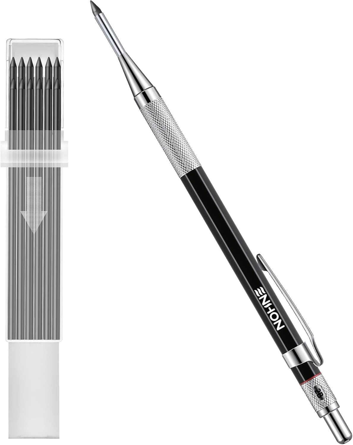 2Mm Mechanical Carpenter Pencil Set with 12 Marker Refills and Sharpener, Woodwo