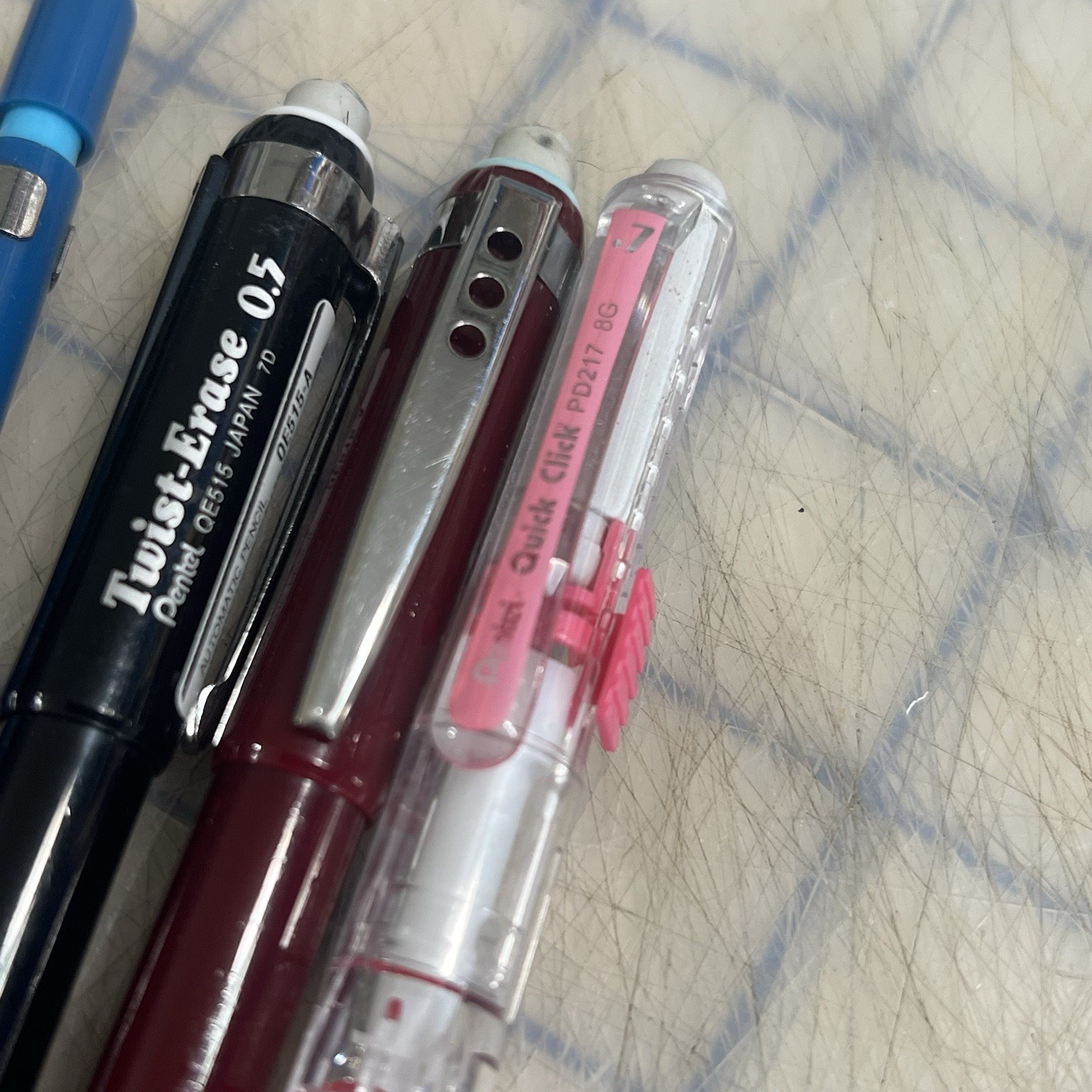 Vintage Pentel Mechanical Pencils Twist Erase Quick Click Pink P205 120 A3 Used