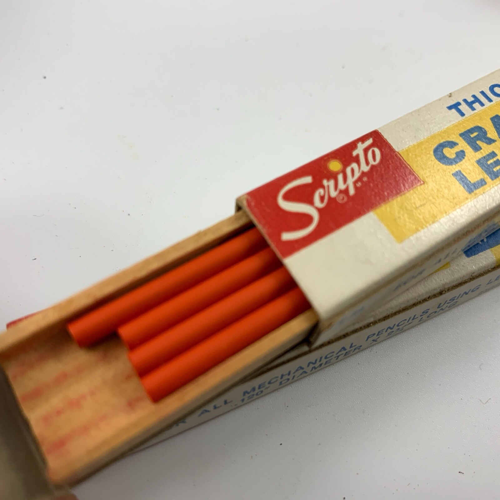 Two Boxes Of Vintage Scripto Thick Crayon Mechanical Pencil Red Leads (8 Leads)