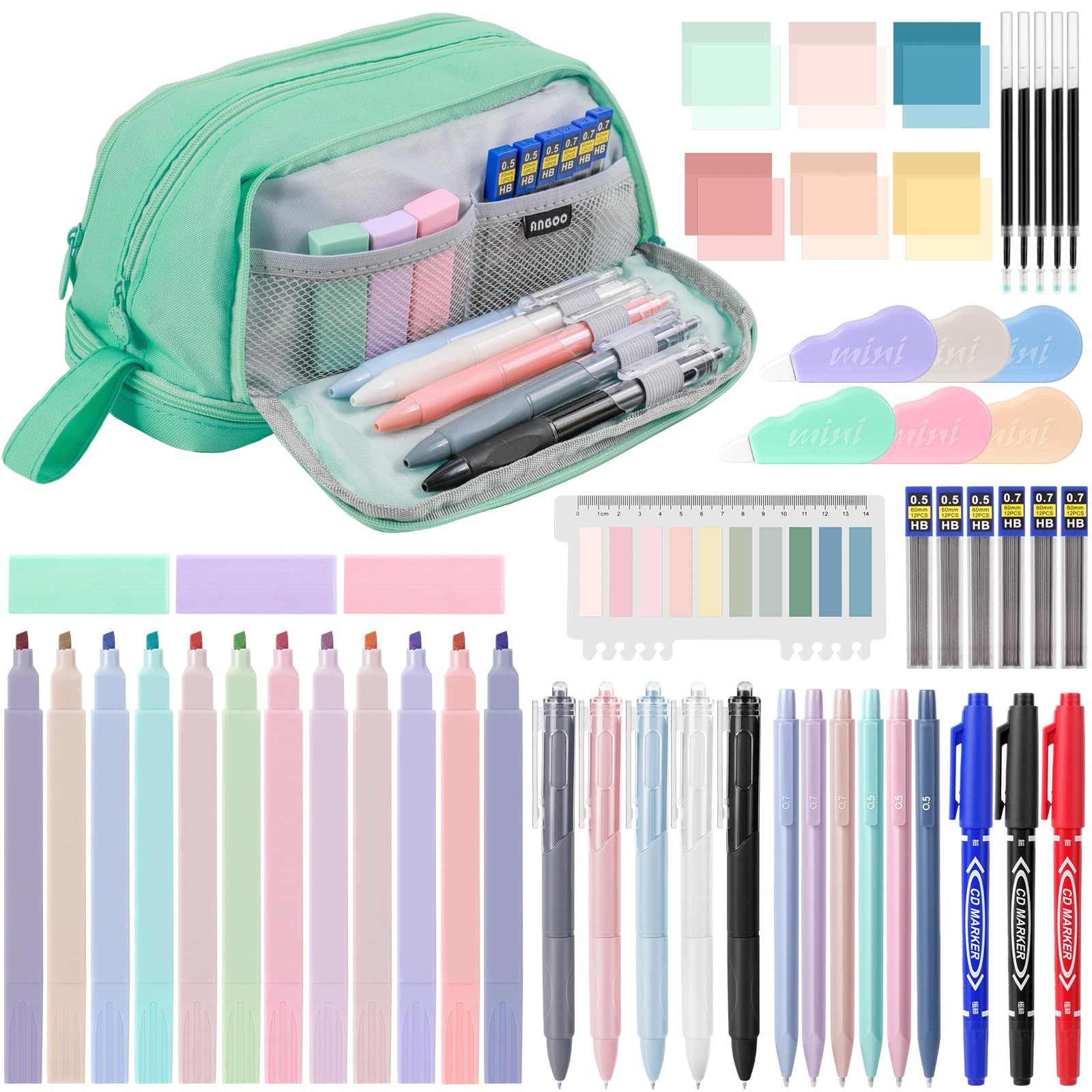 54 PCS Aesthetic School Supplies, Stationery Essentials Set with Large Pen Ca…