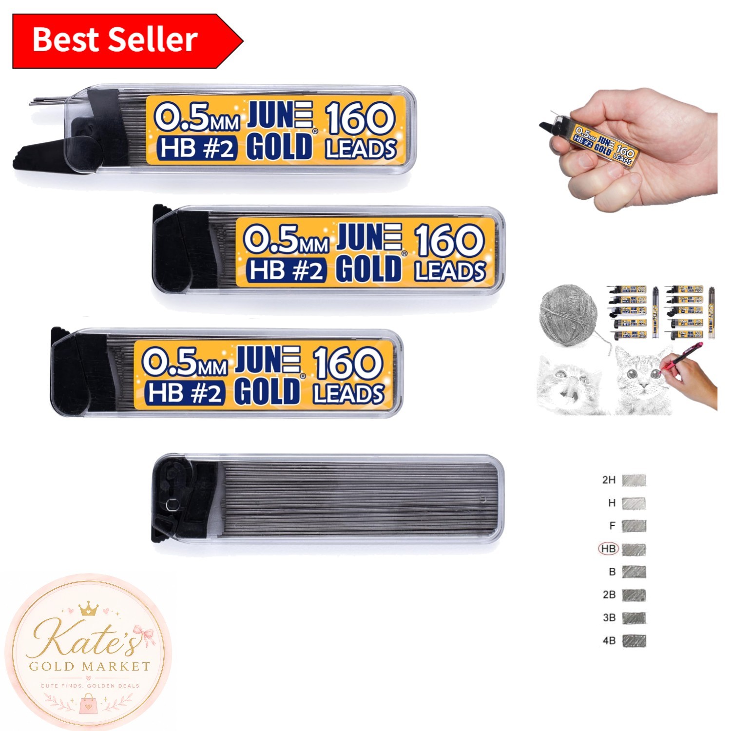 Refined 0.5 mm HB Graphite Lead – 640 Refills in 4 Stylish Dispensers