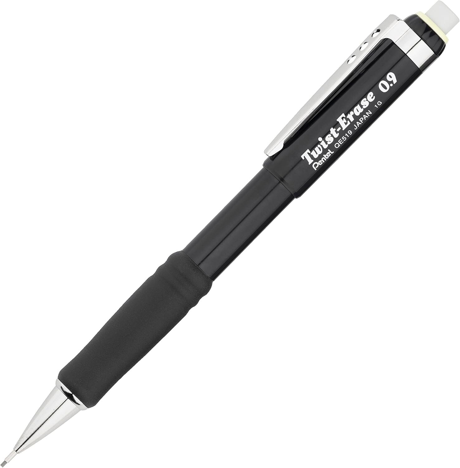 Pentel Twist-Erase III Mechanical Pencil, (0.9mm), Black Barrel, Pack of 4
