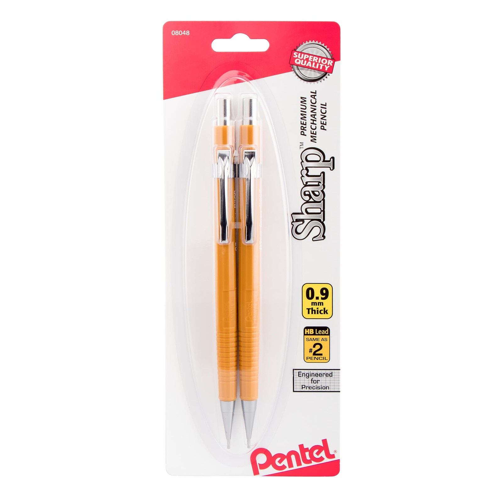Pentel Sharp Mechanical Pencil, (0.9mm), Bold 1 Count (Pack of 2), Black