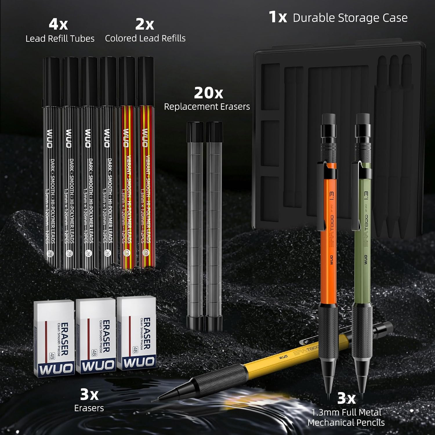 1.3Mm Mechanical Pencil Set, 3 Pack Heavy Duty Metal Mechanical Carpenter Pencil