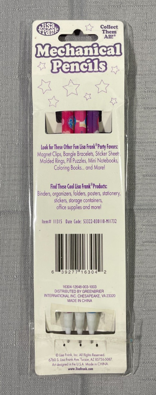 Lisa Frank Mechanical Pencils 3-Pack – Colorful Characters New in Pack