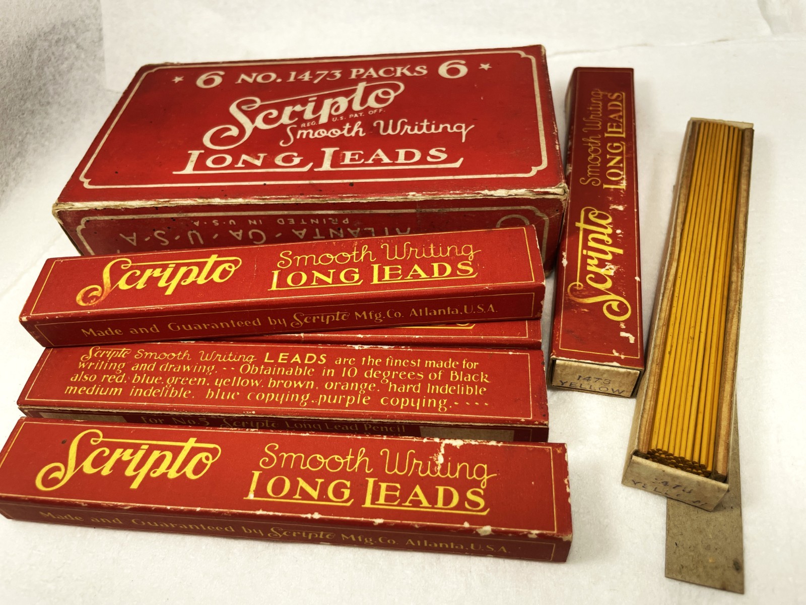 Vintage nos SCRIPTO Mech. Pencil Leads ~ 5″ YELLOW .046 60 pcs ~ $5 ship/+Free