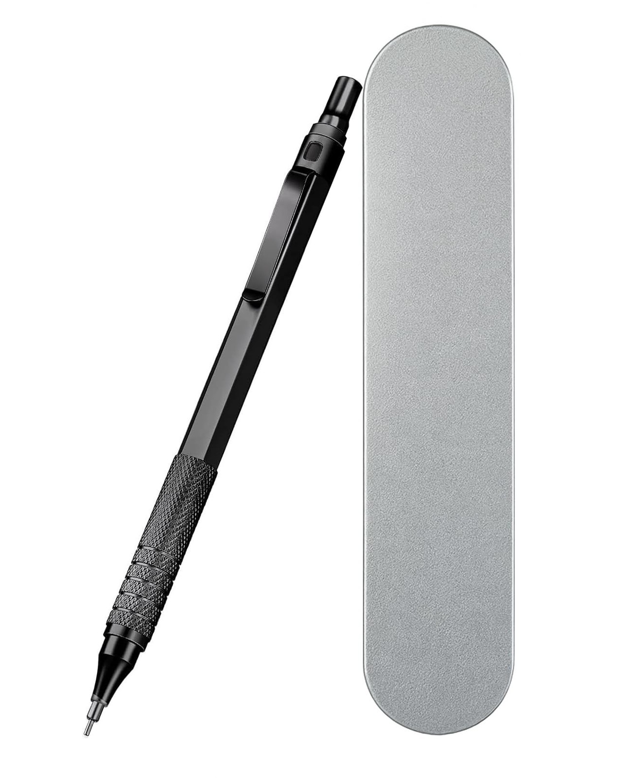 D&K Exclusives 0.5mm Mechanical Pencil Metal Grip 12 HB Lead Refills Black