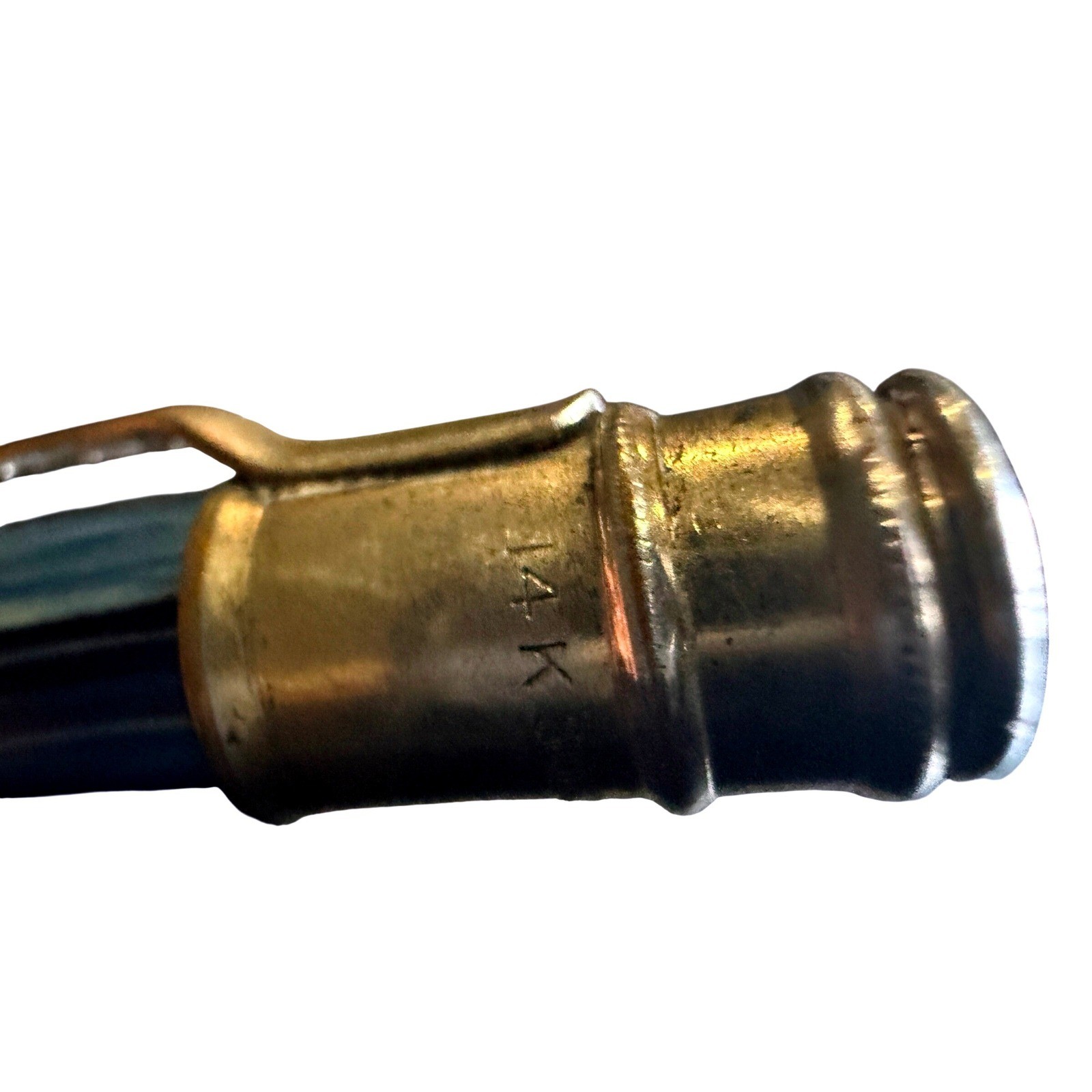 Vintage MCM Mechanical Pencil 14K GF Clip Gold Plated Blue Marbled Celluloid