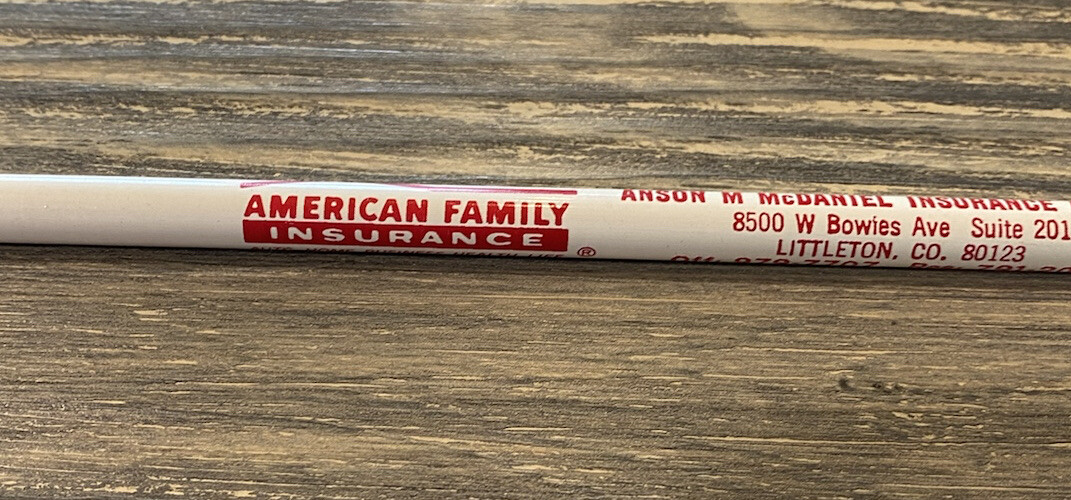 Vintage American Family Insurance Anson M McDaniel Insurance Unsharpened Pencil