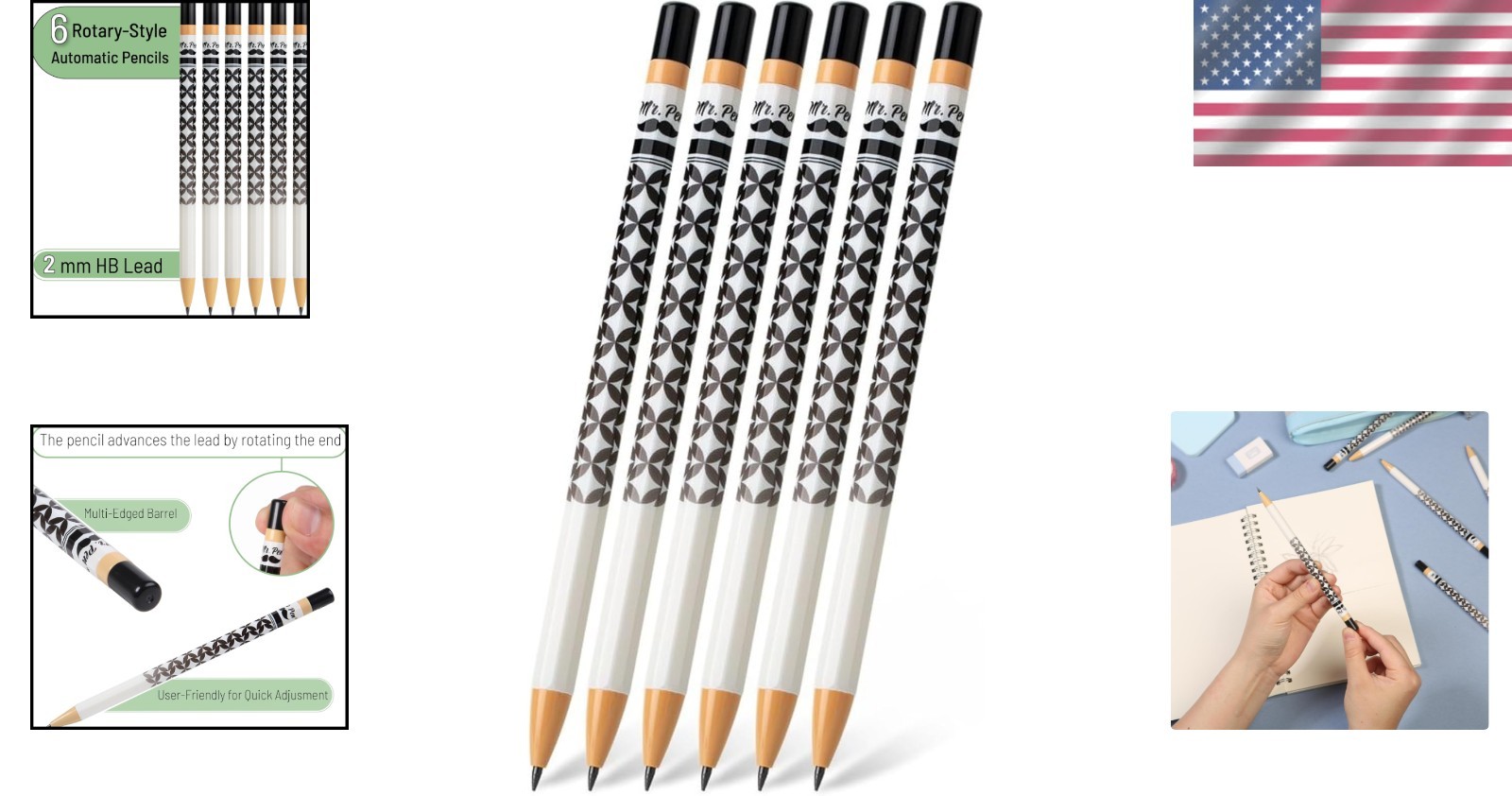 Comfort Grip Rotary Mechanical Pencil Set – 6 Pcs for Ultimate Writing Precision