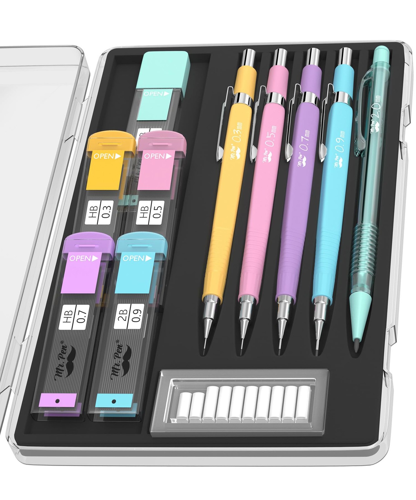 Mr. Pen- Pastel Mechanical Pencil Set, 5 Mechanical Pencils (0.3, 0.5, 0.7 | 0.9
