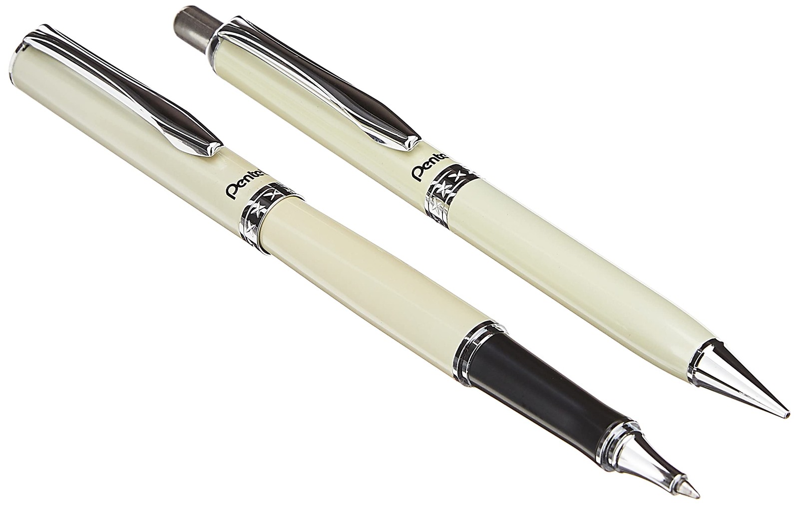 Elegant Metal Pen and Mechanical Pencil Set Cream 0.7mm Gel Ink and 0.5mm Lead