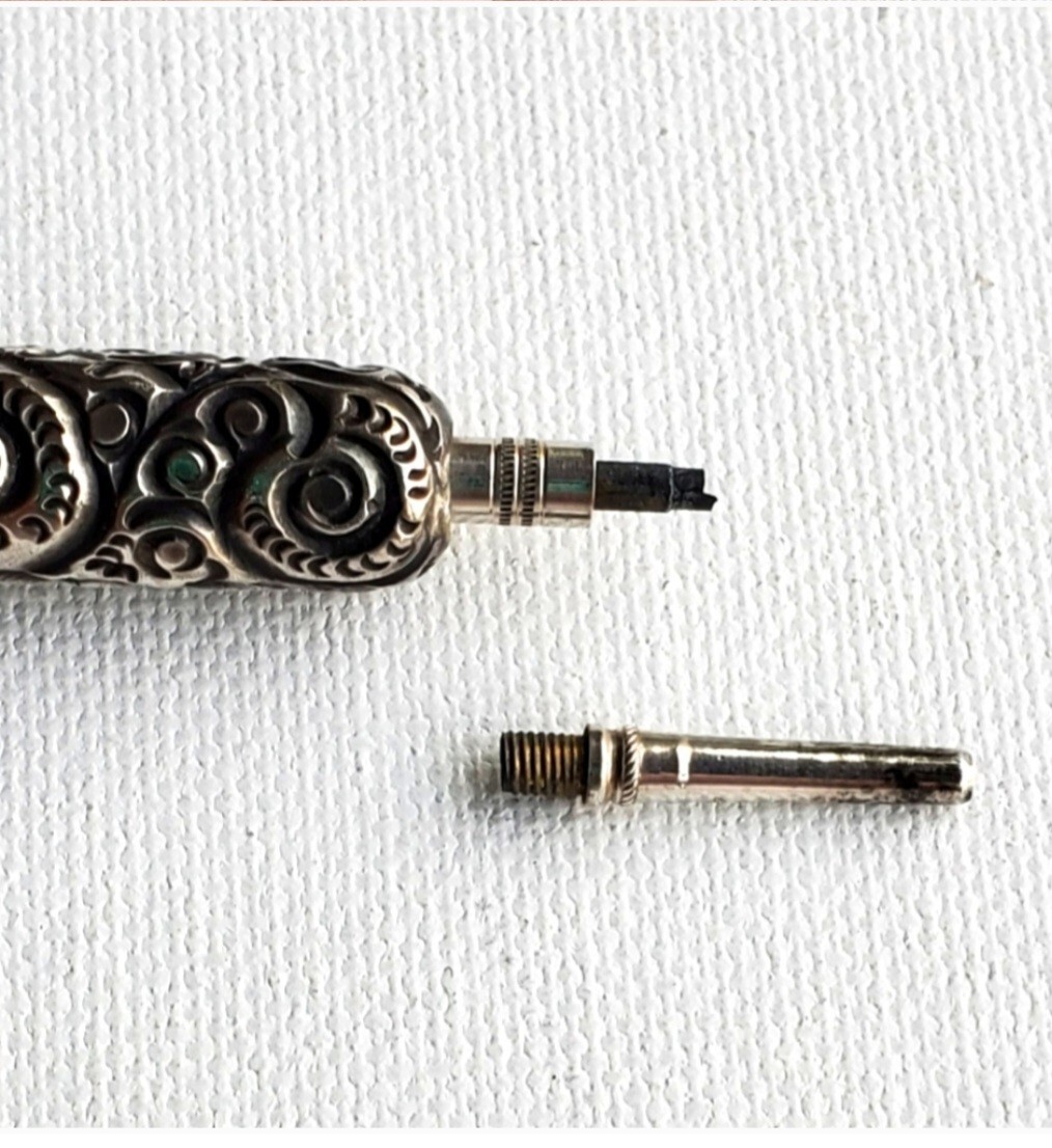 Antique Victorian 1800’s Chatelaine Ornate Sterling Silver925 Mechanical Pencil