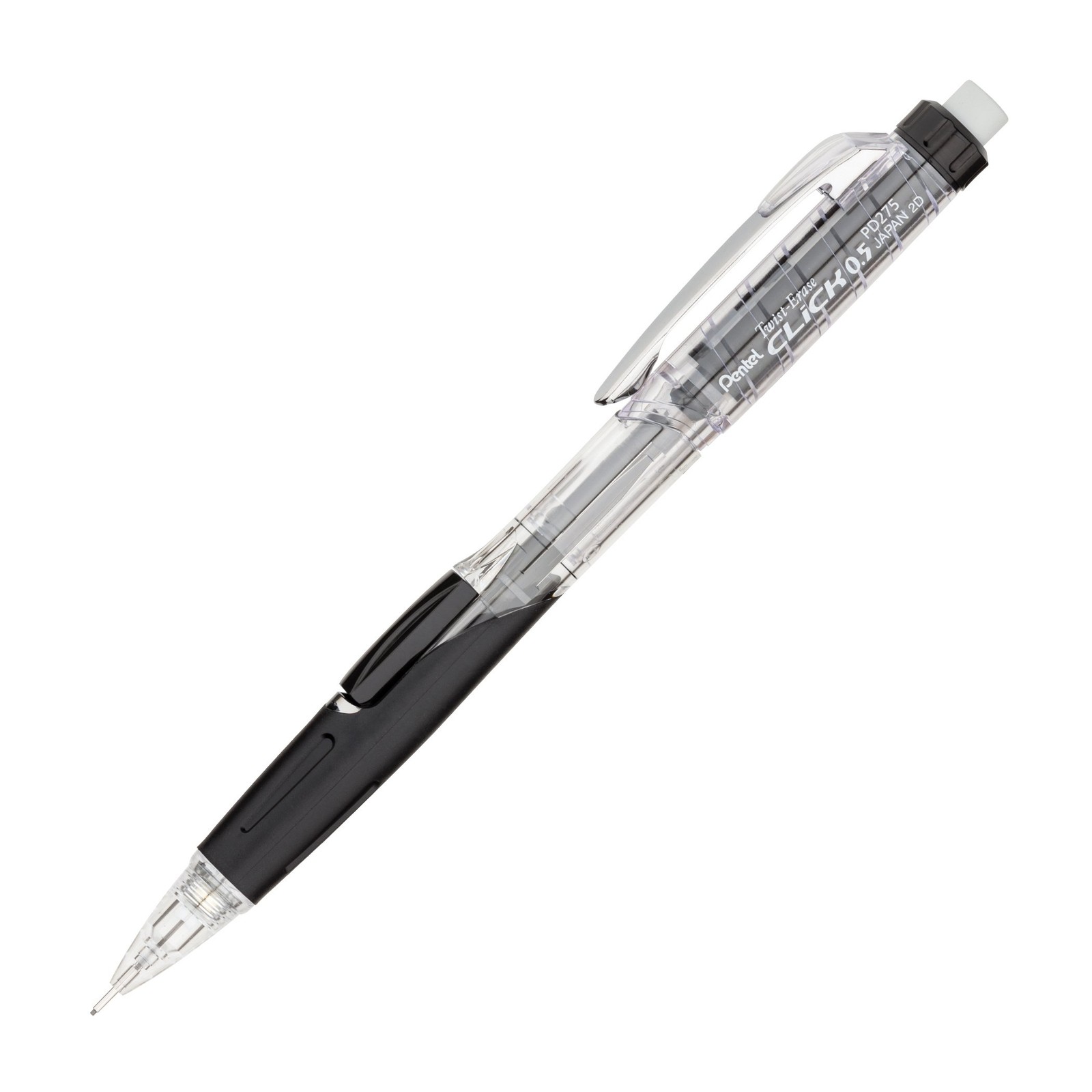 Pentel Twist Erase 0.7mm Mechanical Pencil 12 Count with Clear Barrels and Grip