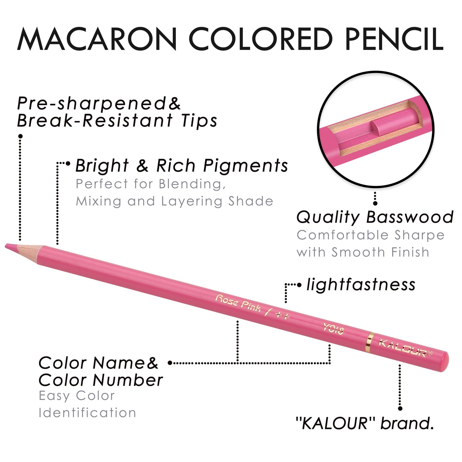 KALOUR Macaron Pastel Colored Pencils,Set of 50 Count (Pack 1), Multicolor