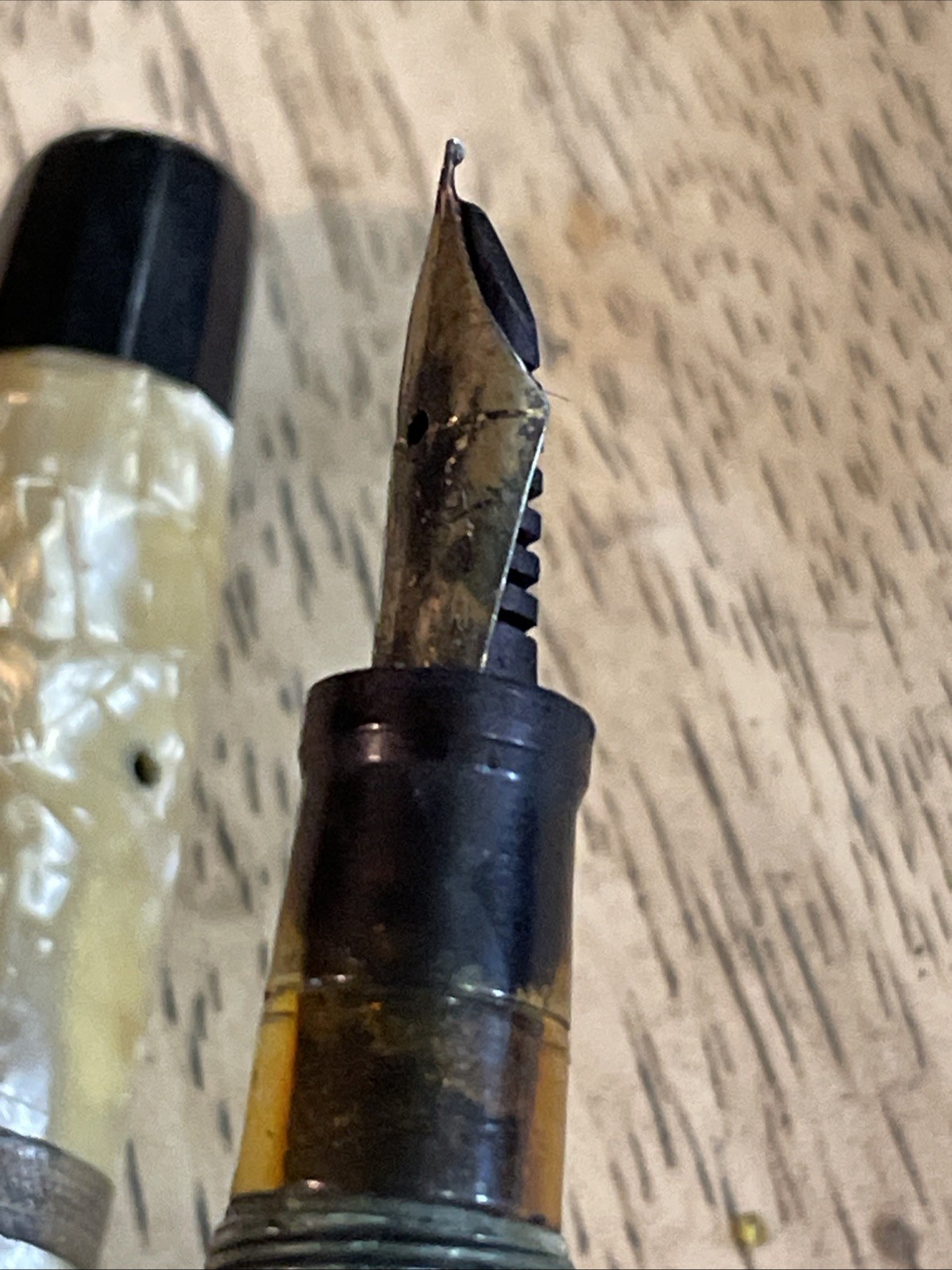 Vintage Fountain Pen WearEver Durex? Cream Mother of Pearl Celluloid AS IS