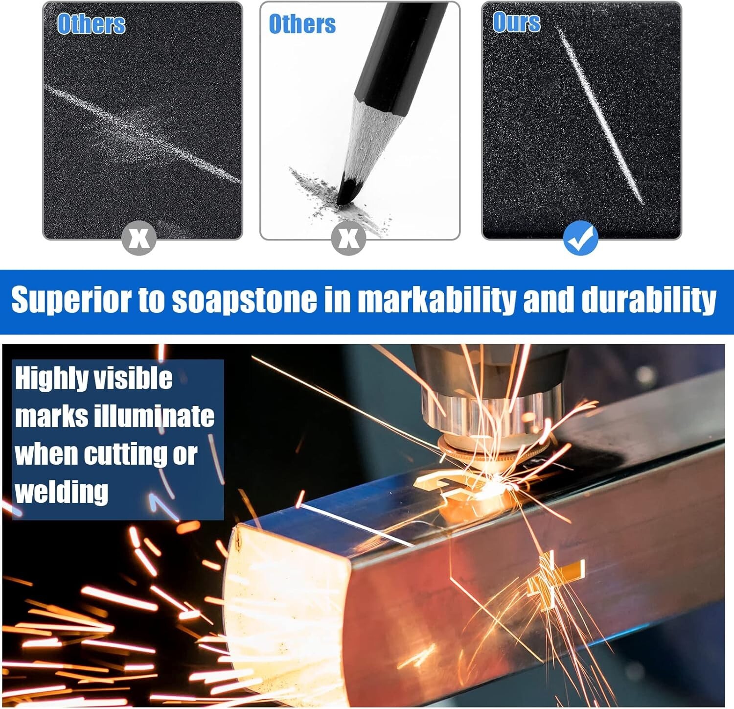 Industrial Welders Pencil Pack: 2 Pencils & 48 Refills for Tough Marking Needs