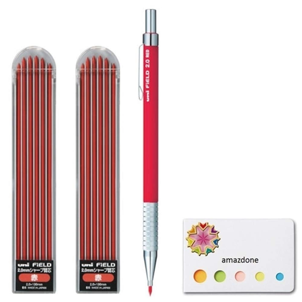 2.0mm Mechanical Pencil Set with Red Lead, 2 Replacement Wicks & Sticky Notes