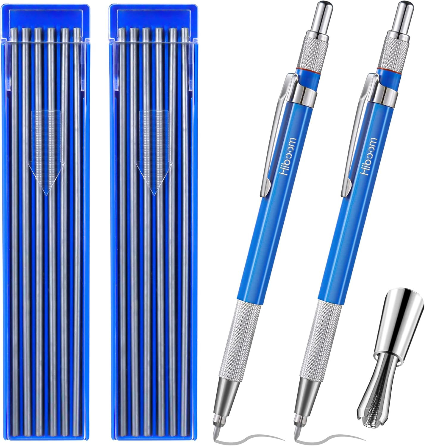 2 Pcs Welders Pencil with 24 Pcs Silver round Refills, Mechanical Pencils Metal