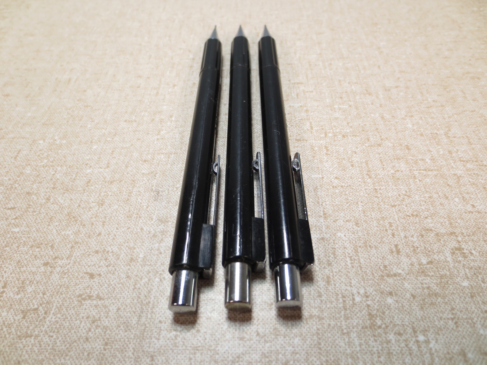 x3 Vintage PENTEL P245 Bravo Mechanical Pencil 05.mm Black Taiwan Tested Retired