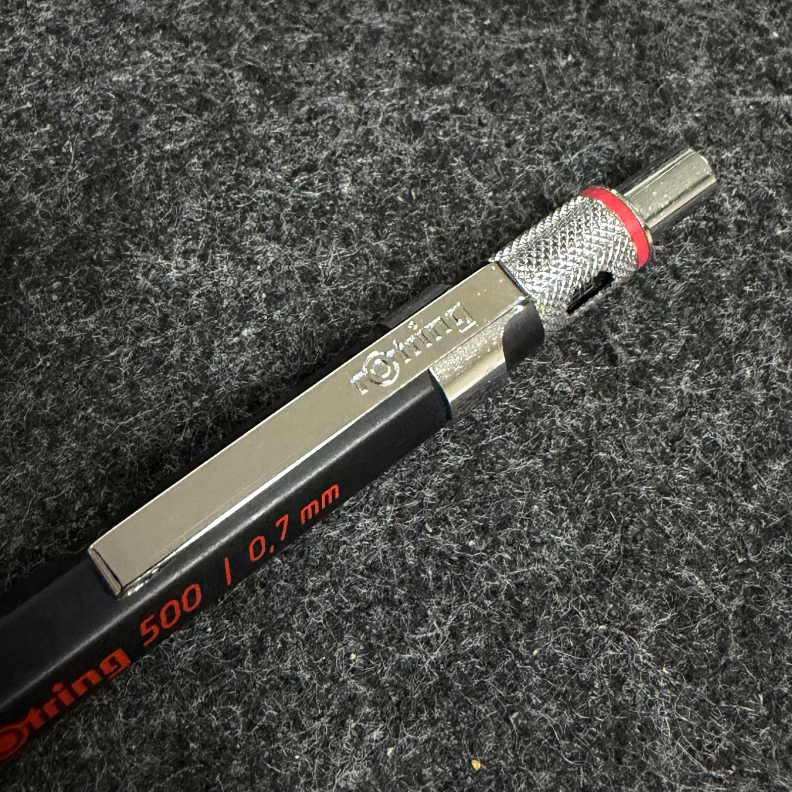 rOtring 500 0.7mm Drafting Mechanical Pencil Black Silver Metal Grip NOS