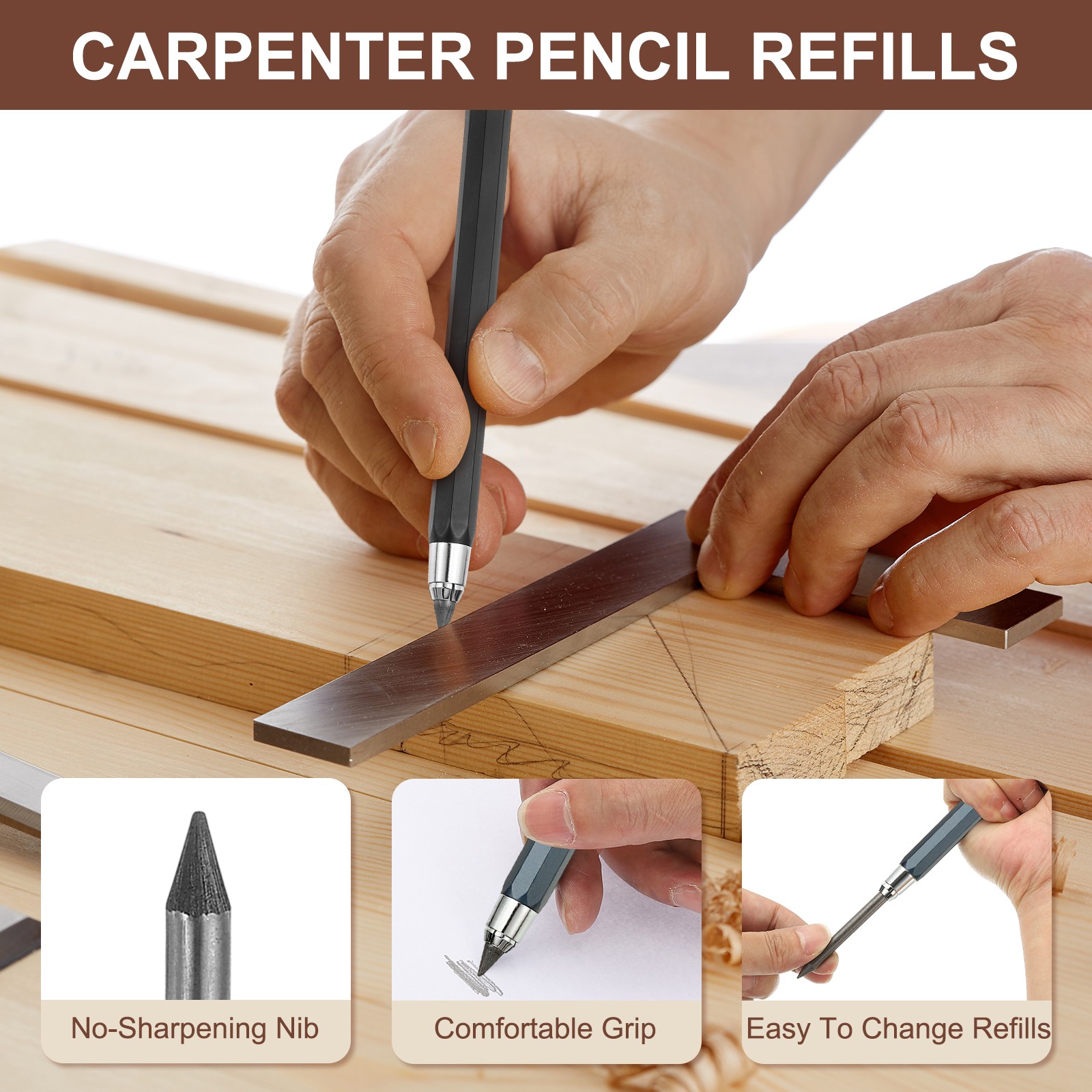 5.6mm Mechanical Carpenter Pencil with 4 Refills for Pencil Architect, Blue