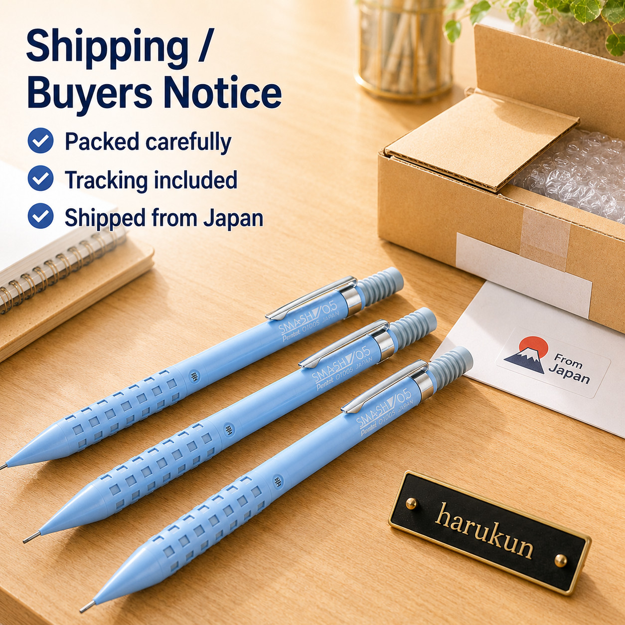 Pentel Smash Q1005-20A Serenity Blue 0.5mm Mechanical Pencil 3pcs Set