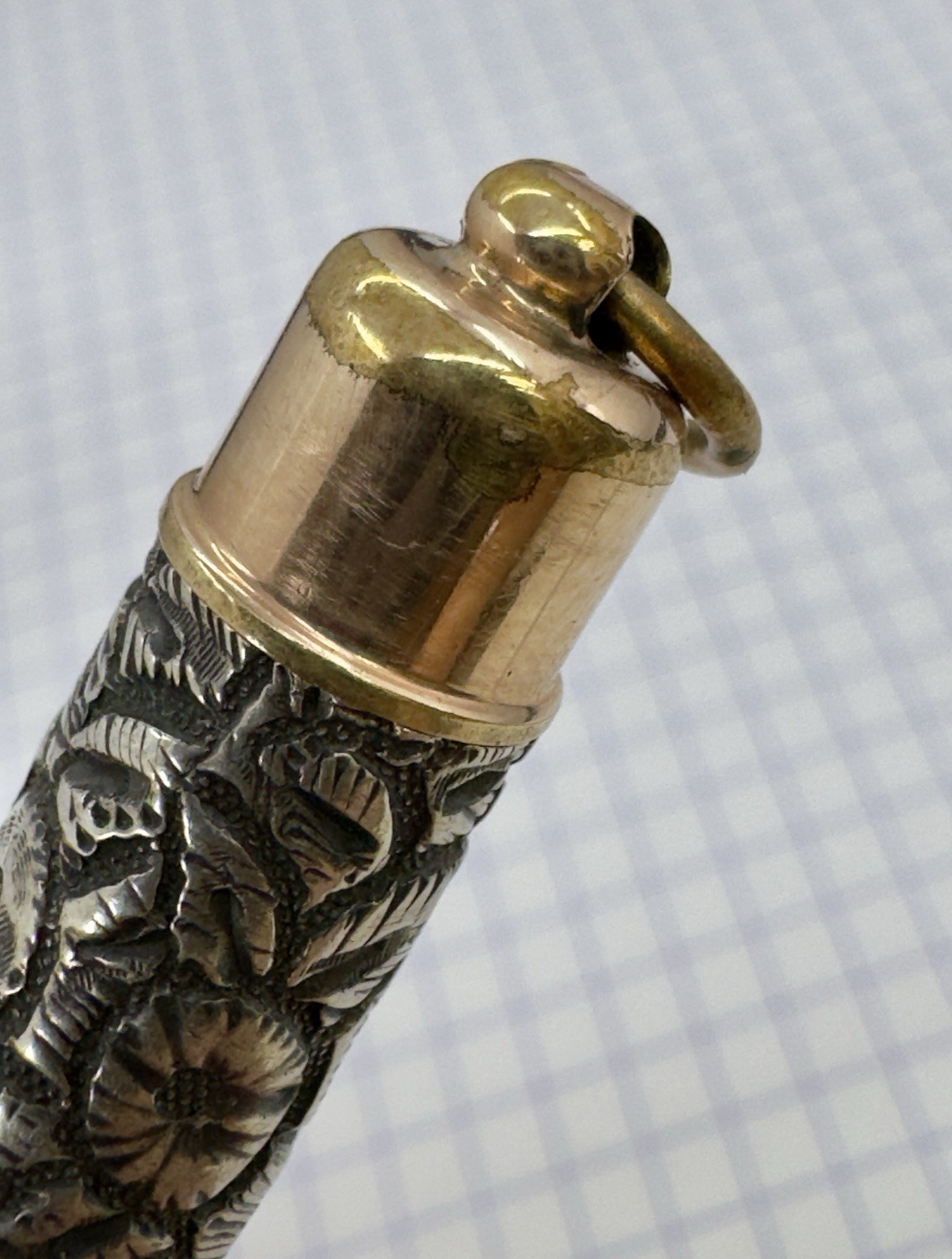 Victorian Sterling Silver / Gold Filled Floral Repousse Magic Pencil