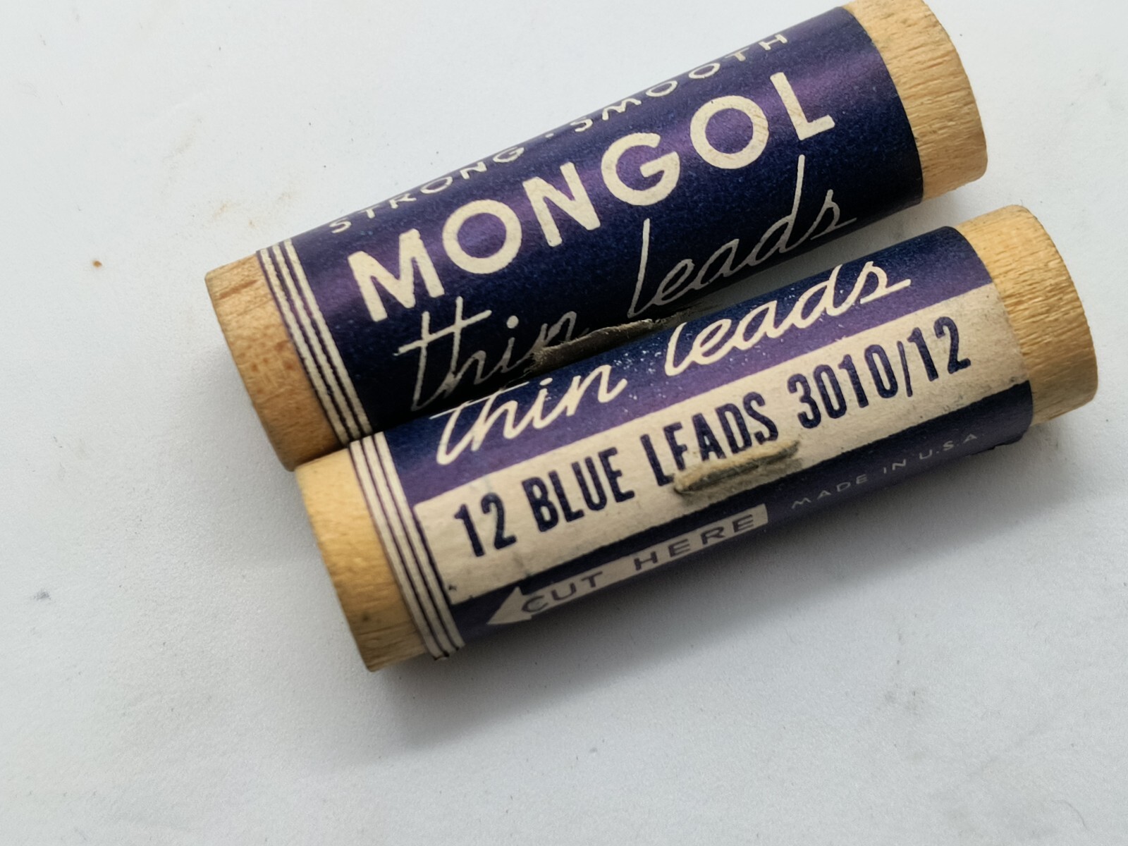 (2) EBERHARF FABER MONGOL 12 Blue Thin Leads 3010/12 Sealed Wooden Tube, New
