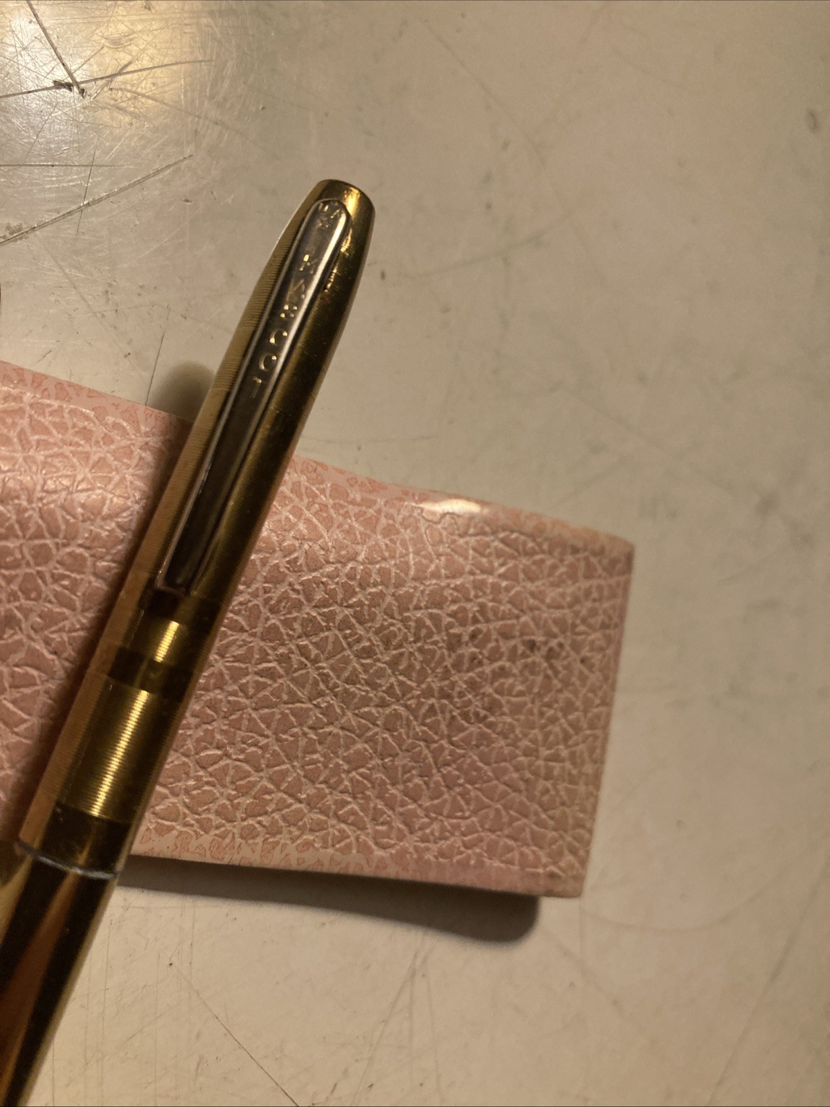 Vintage Gold Plated Mechanical Pencil Stamped Mascot USA (WORKS w/LEAD) & Sheath