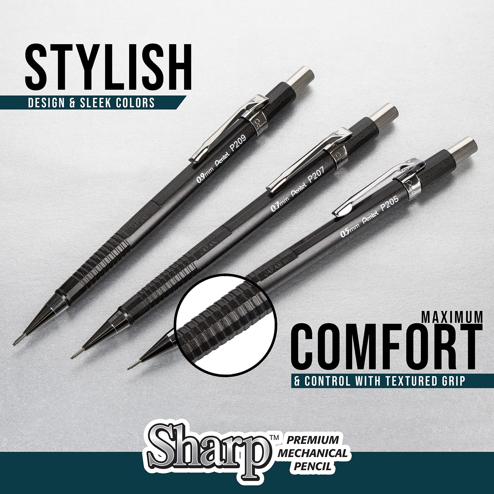 Pentel Sharp Mechanical Pencils 2 Pack 0.9mm HB Lead Precision Drafting Tools