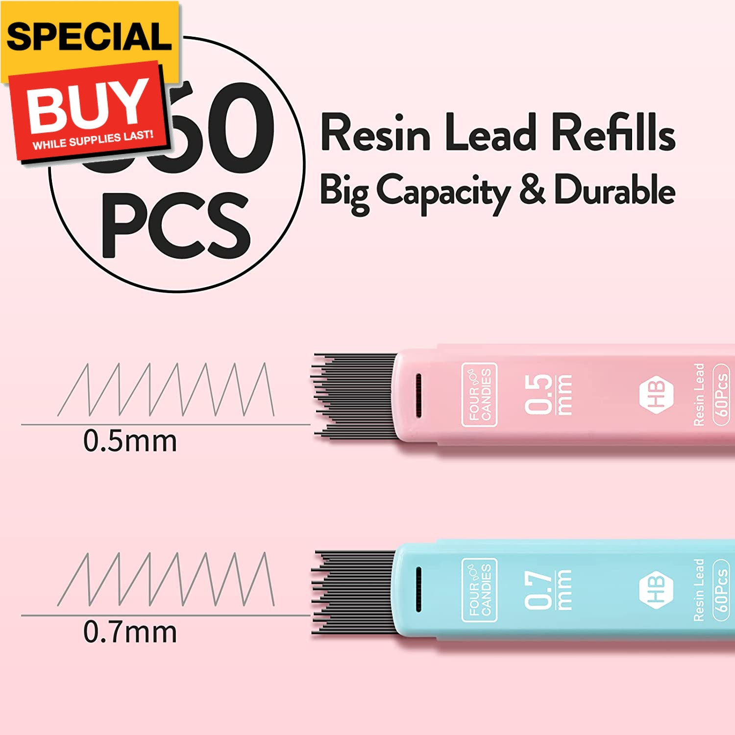 Cute Mechanical Pencil Set, 6PCS Pastel Mechanical Pencils 0.5 & 0.7mm with 360P
