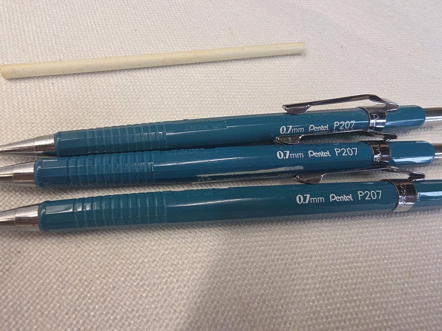Pentel P207 Blue & Chrome 0.7mm Mechanical Pencil, with pocket clip, 3 Pcs