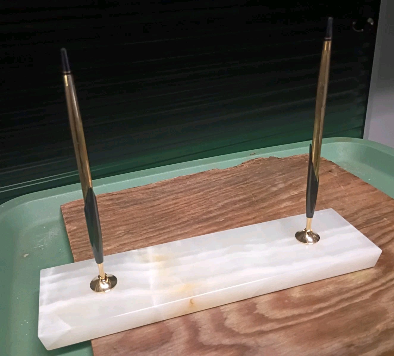 Vintage Cross 1/20 10KT Gold Filled GF Pencil & Pen Set W/ Marble Base/Stand