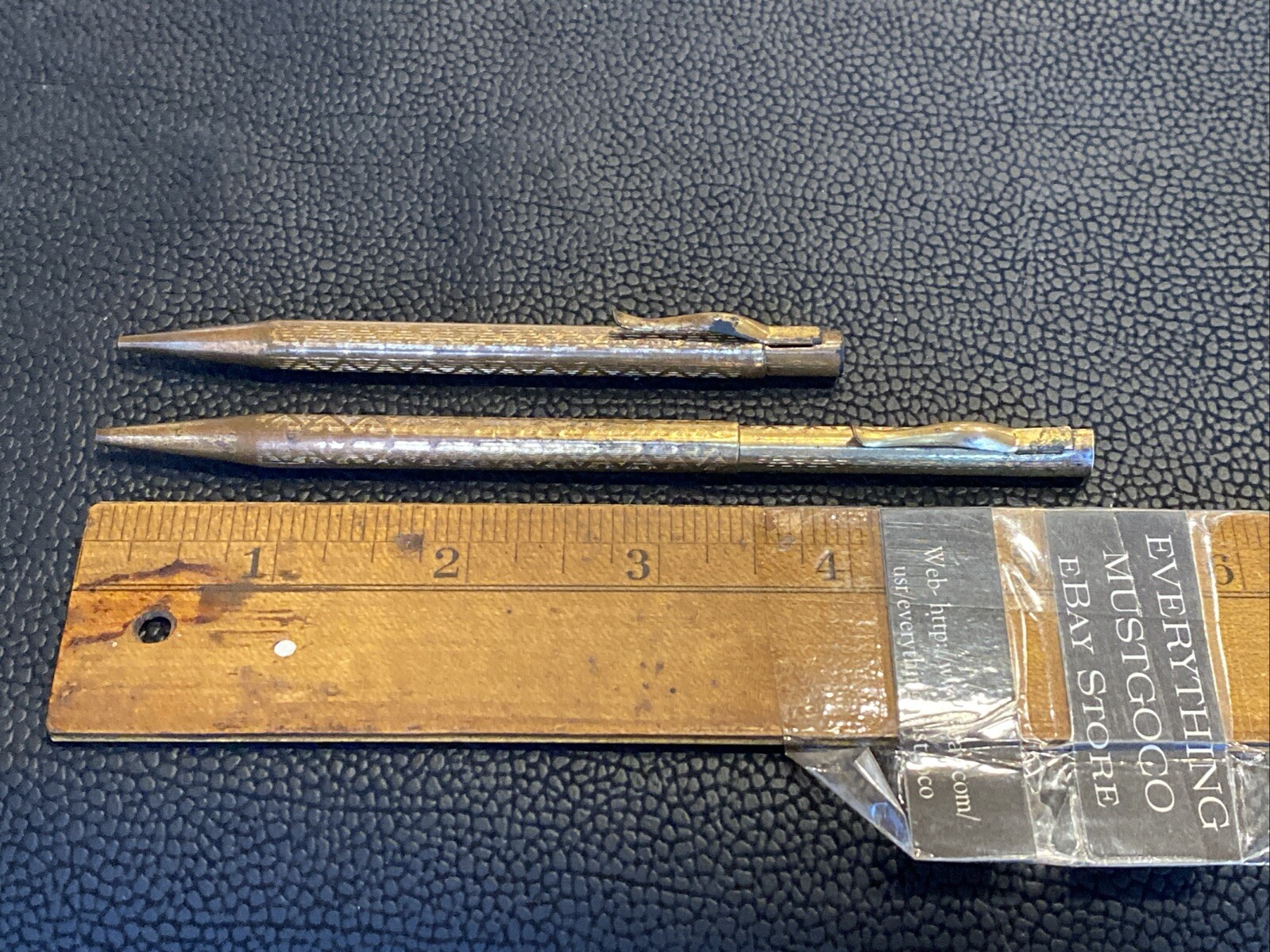 2 Early Telescoping Collapsible Fancy Gold Filled Mechanical Pocket Pencil AS IS