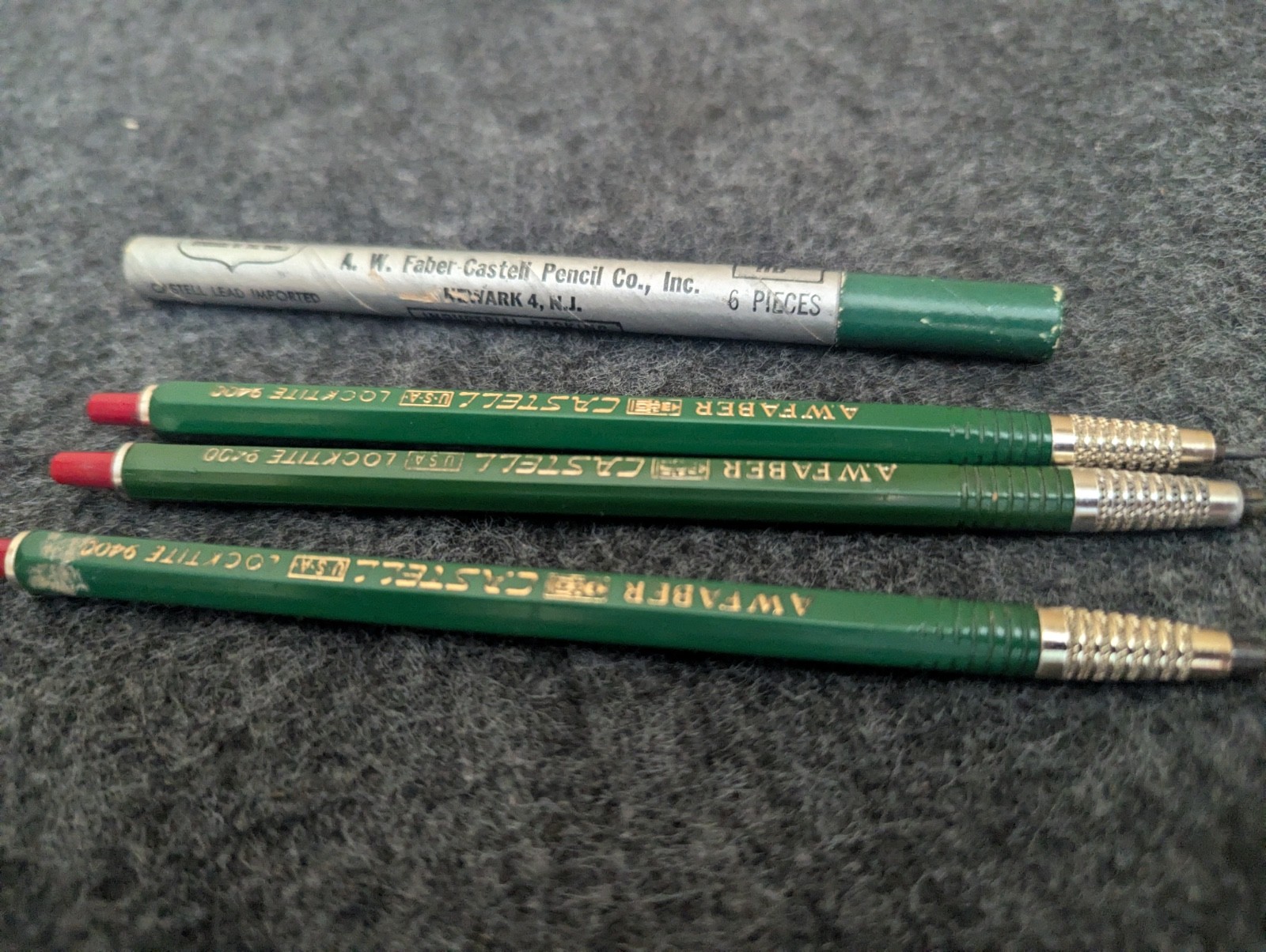 lot of 3 A. W. Faber-Castell 9400 Dark Green Locktite Mechanical Pencil JM