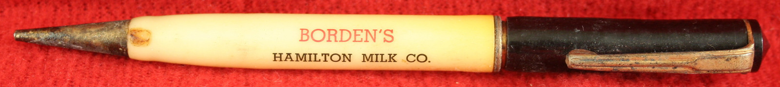Rare Antique Bakelite Mechanical Pencil BORDEN’S Hamilton Milk Co. Canada