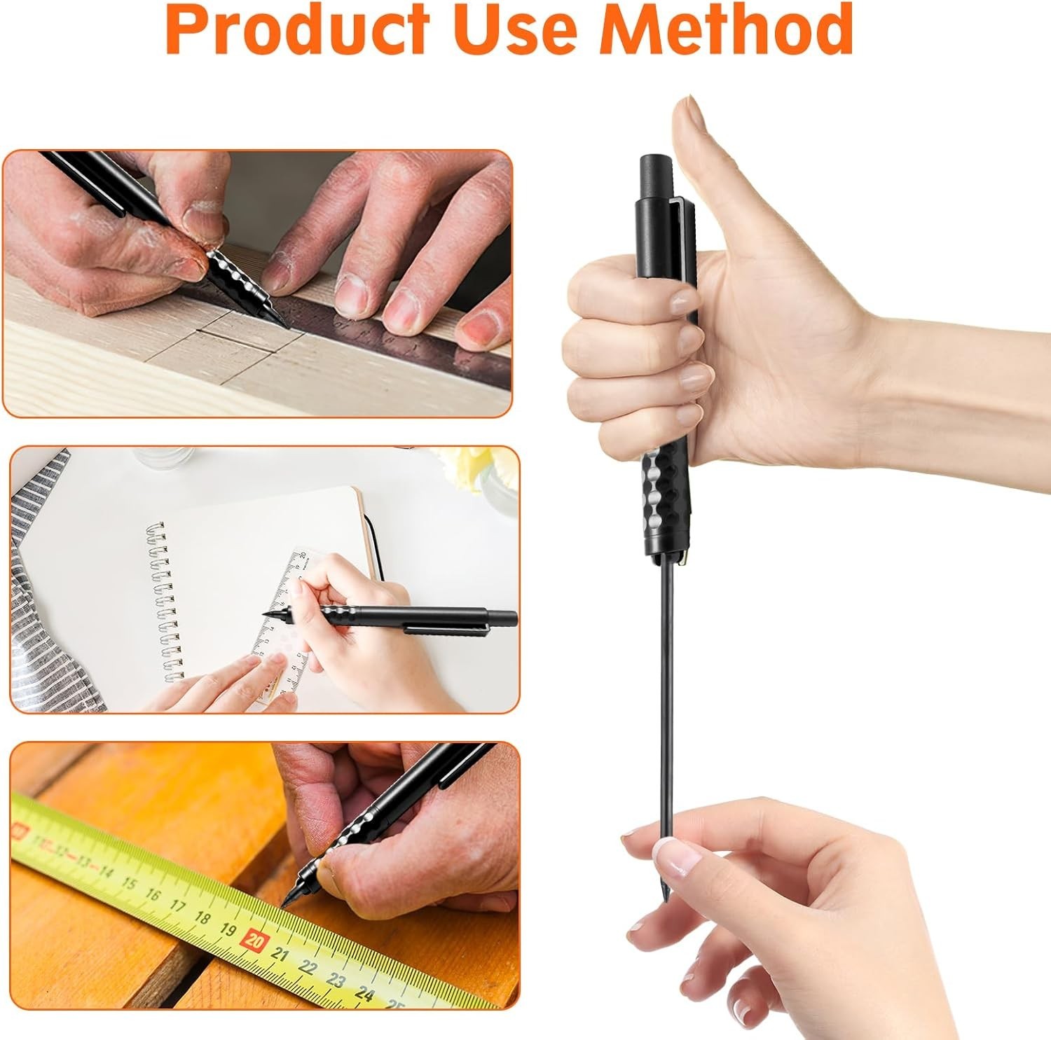 30 Pieces 2.8 Mm Pencil Lead Mechanical Carpenter Pencil Pica Dry Pencil Black