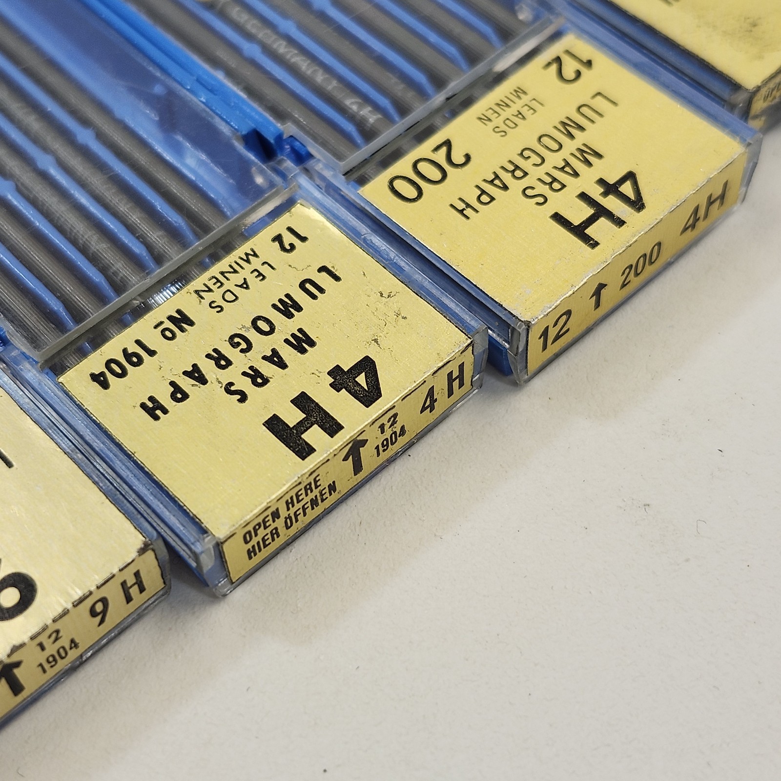 Staedtler Mars Lumograph Leads No 1904 200 Vintage 5 Boxes 9H 4H H 58 Pieces