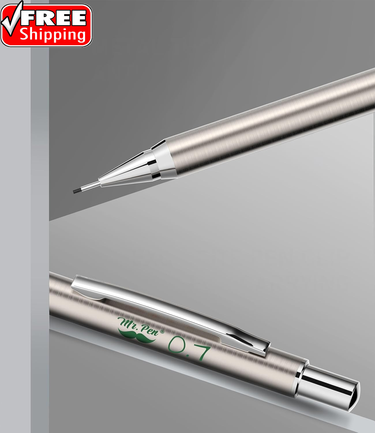 Metal Mechanical Pencil Set with Lead Refills & Erasers, 2 Pack, 0.7Mm, 4X Tubes