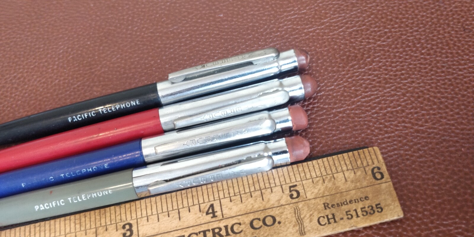 Vintage Set of 4 Waterbury chrome Mechanical Pencil – Pacific telephone 🇺🇸 USA