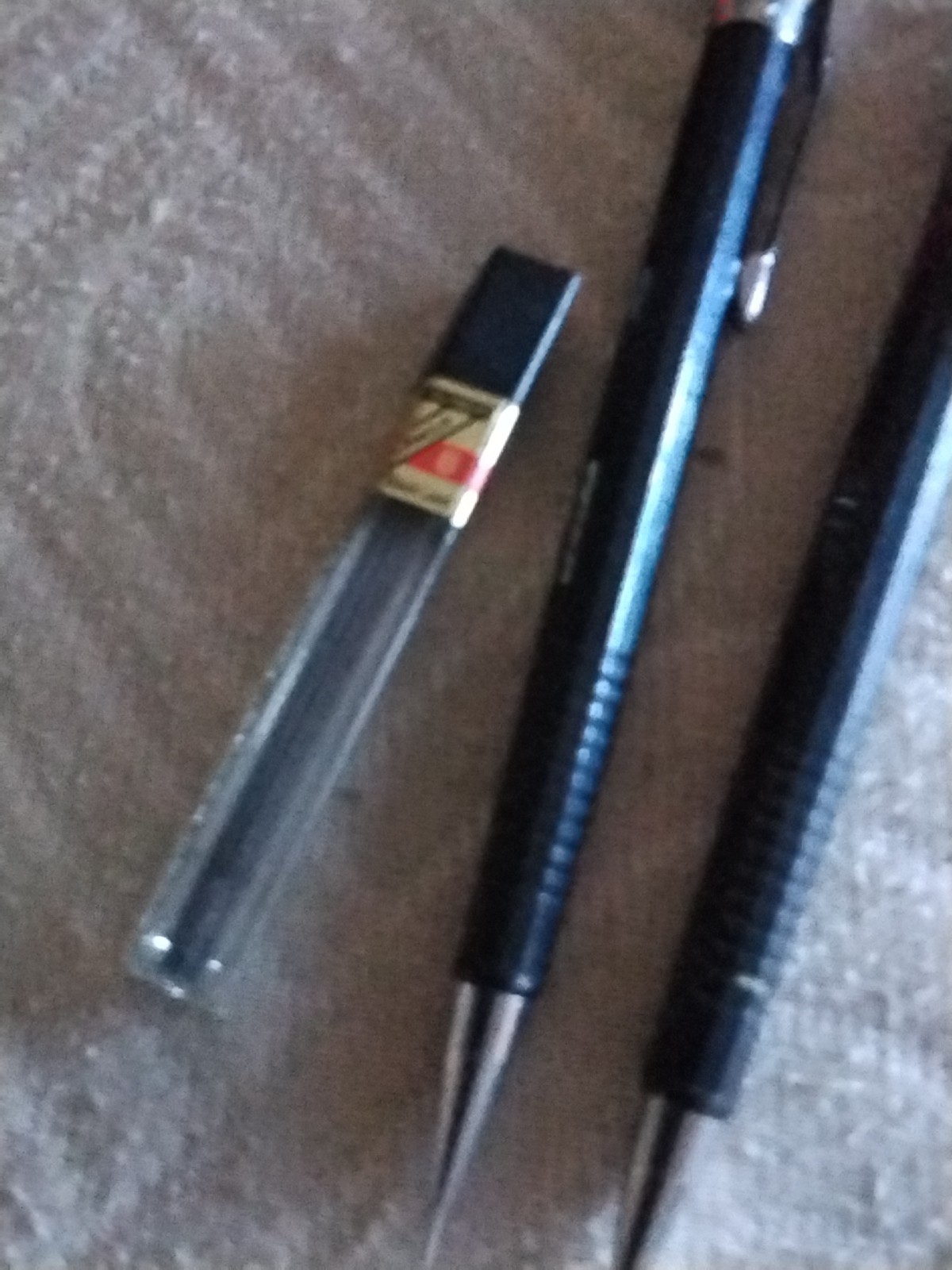 (2) Vtg Pentel MECHANICAL PENCILS P205 Black 0.5mm Body Pocket Clip Japan