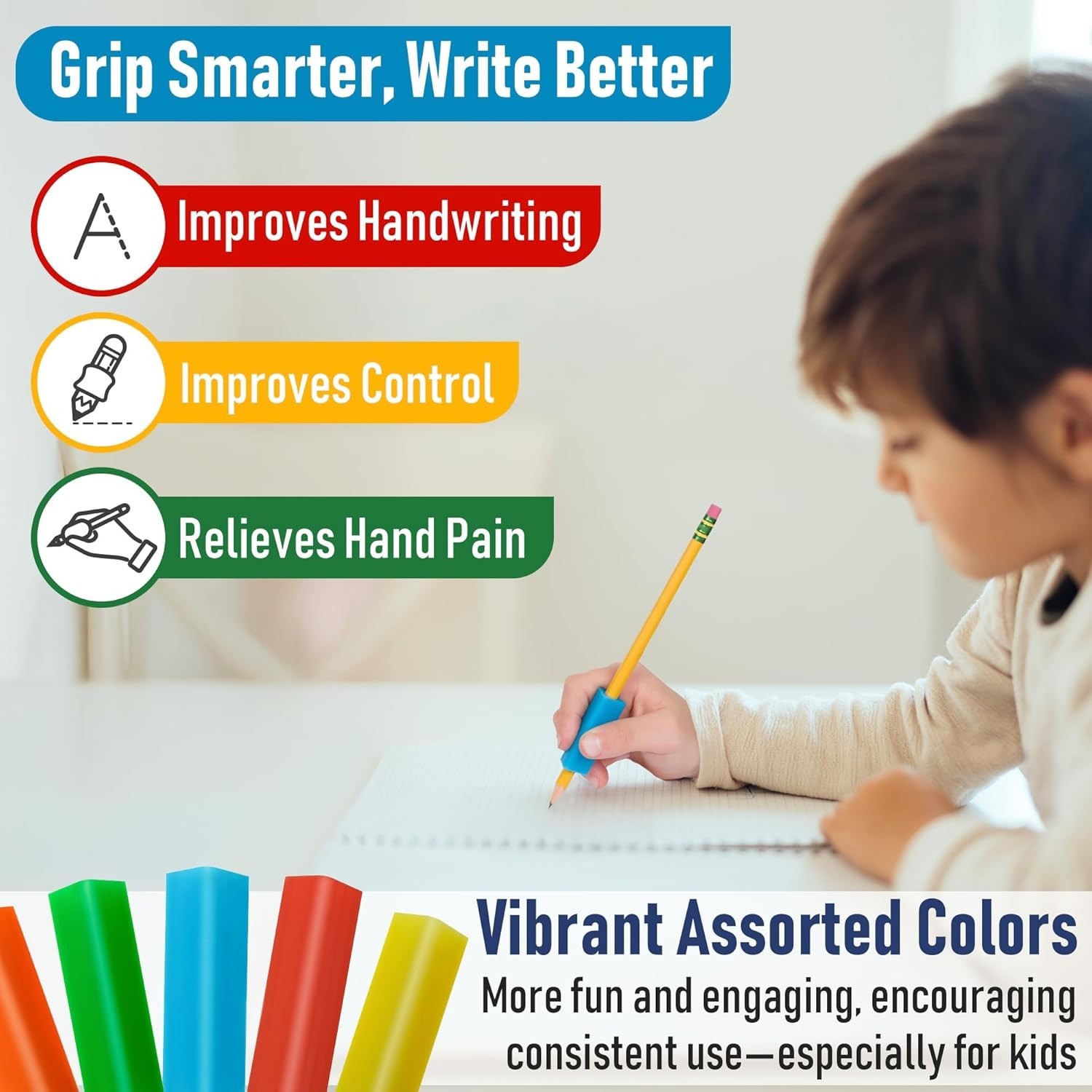 Ergonomic Triangle Pencil Grips, 200 Count