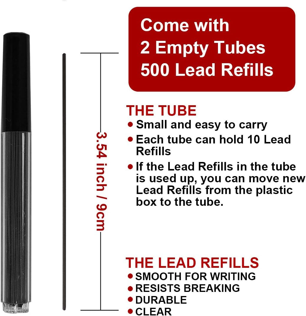 500 Pieces 1.1Mm 2B Lead Refills Graphite Mechanical Pencil Lead Break-Resistant