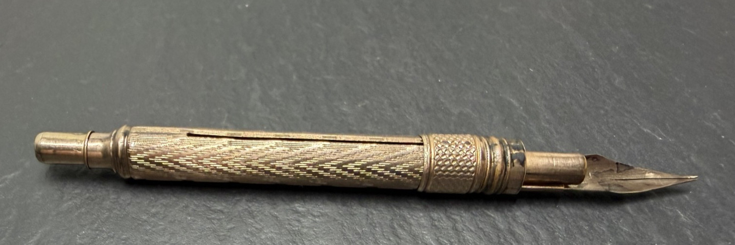 ANTIQUE GOLD FILLED COMBINATION DIP PEN W/NIB AND MECHANICAL PENCIL N995