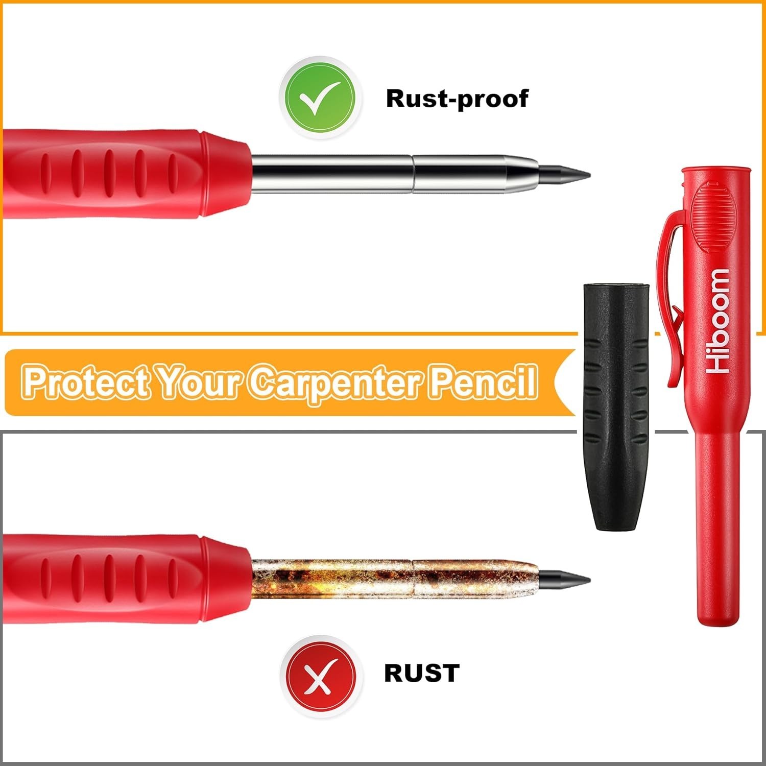 Hiboom 4 Pack Carpenter Pencils with Sharpener, Mechanical Pencil Colorful