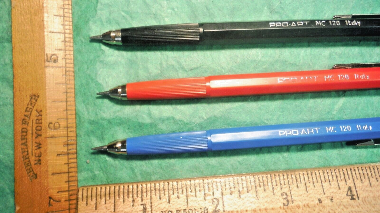 Drafting Drawing Mechanical Pencil Red Blue Black Lot of 3 Italy PROART MC 120