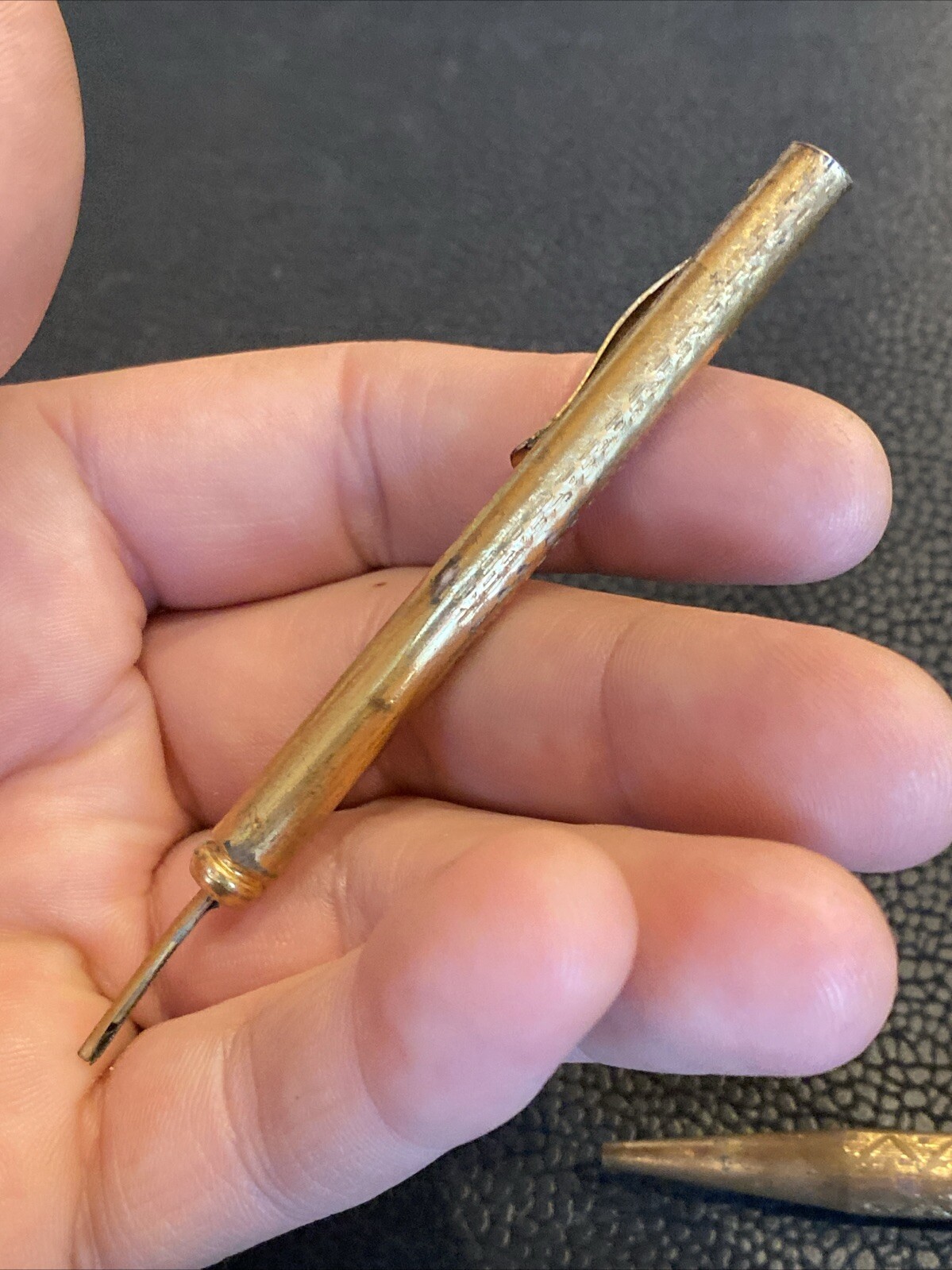 2 Early Telescoping Collapsible Fancy Gold Filled Mechanical Pocket Pencil AS IS