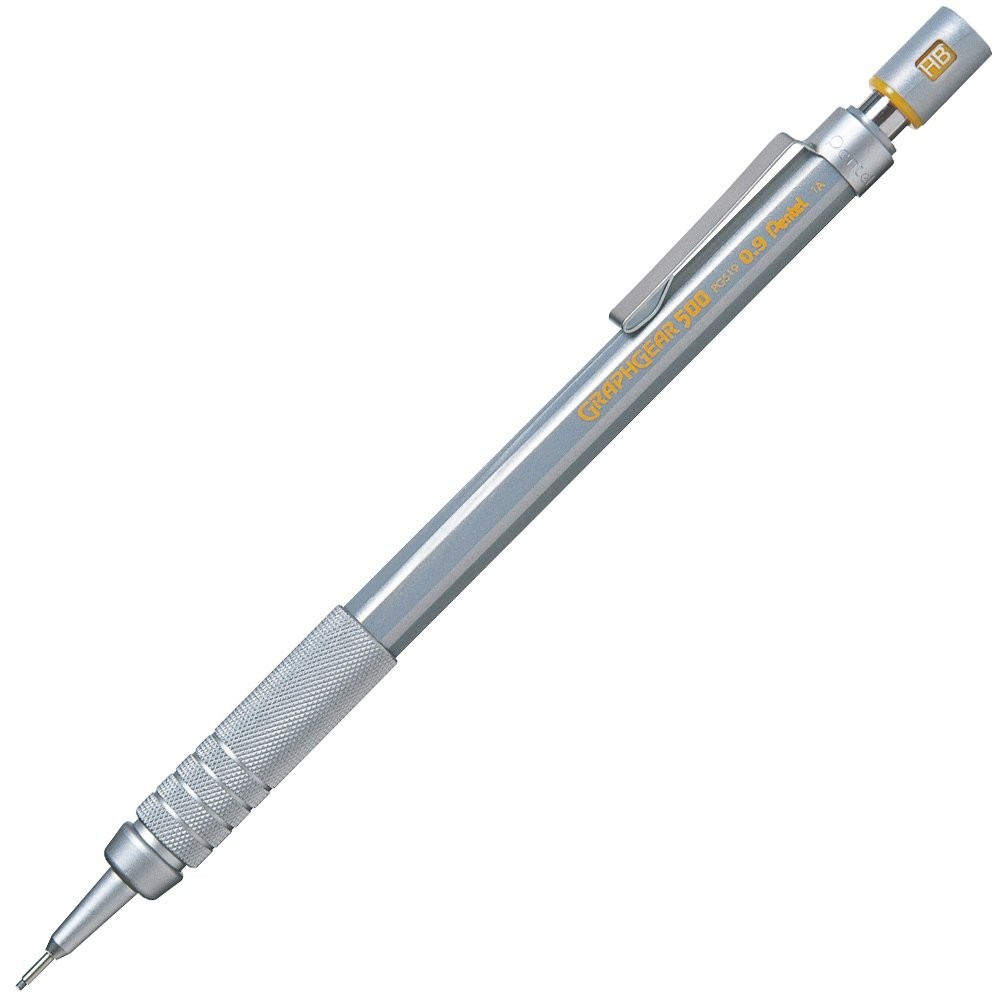 Graph Gear 500 Mechanical Pencil 0.9mm Silver Drafting Writing Instrument