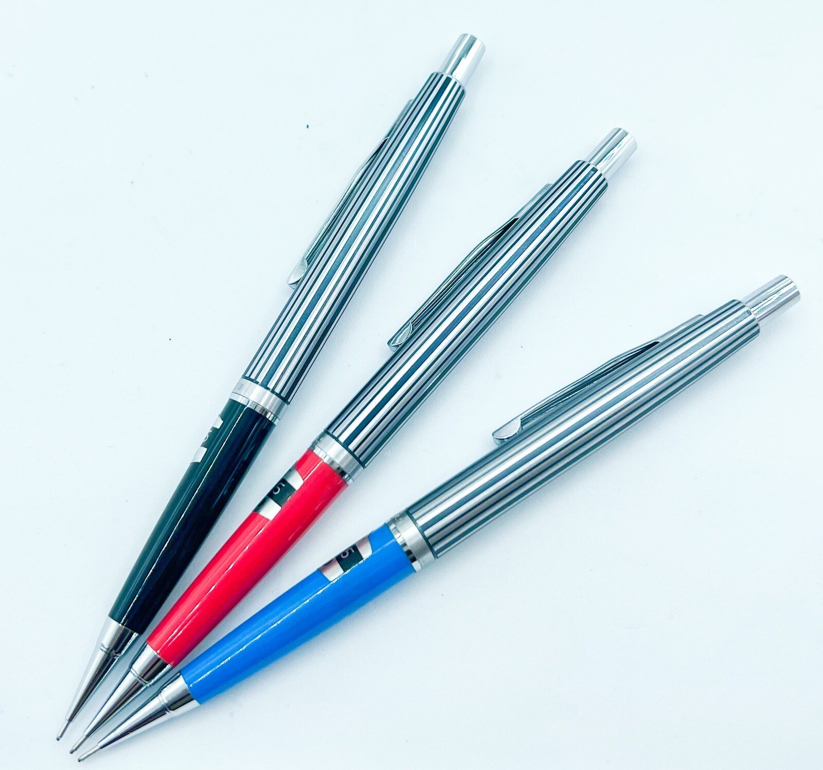 NOS Newman 3pcs Etched Mechanical Pencil 0.5mm retractable sliding sleeve